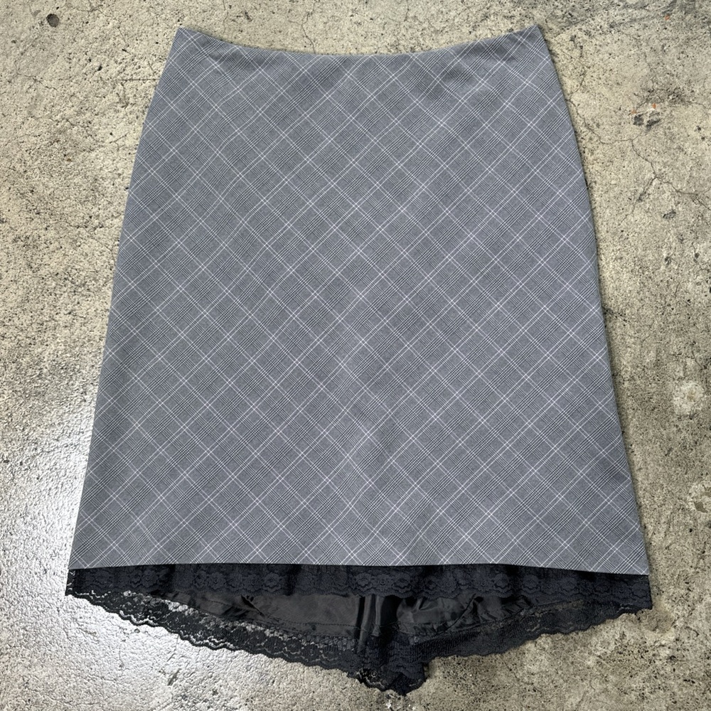 Vintage apostrophe women’s midi skirt plaid with fishtail hem size 4P